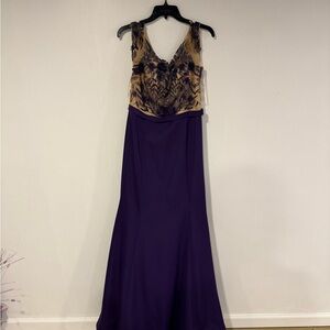 Elegant Purple and Gold Evening Gown